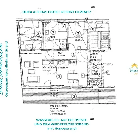 Beachterracethree- Eg, Barrierearm, Meerblick, Terrasse, Kamin, Sauna דירה אולפניץ